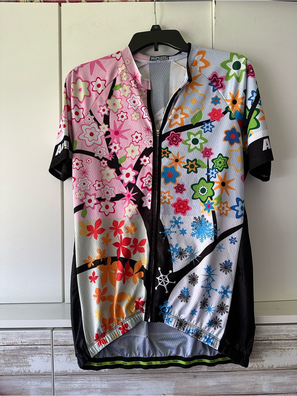 🌸 Aogda Floral Cycling Jersey Women’s 2XL Full Zip Bike Shirt Short Sleeve